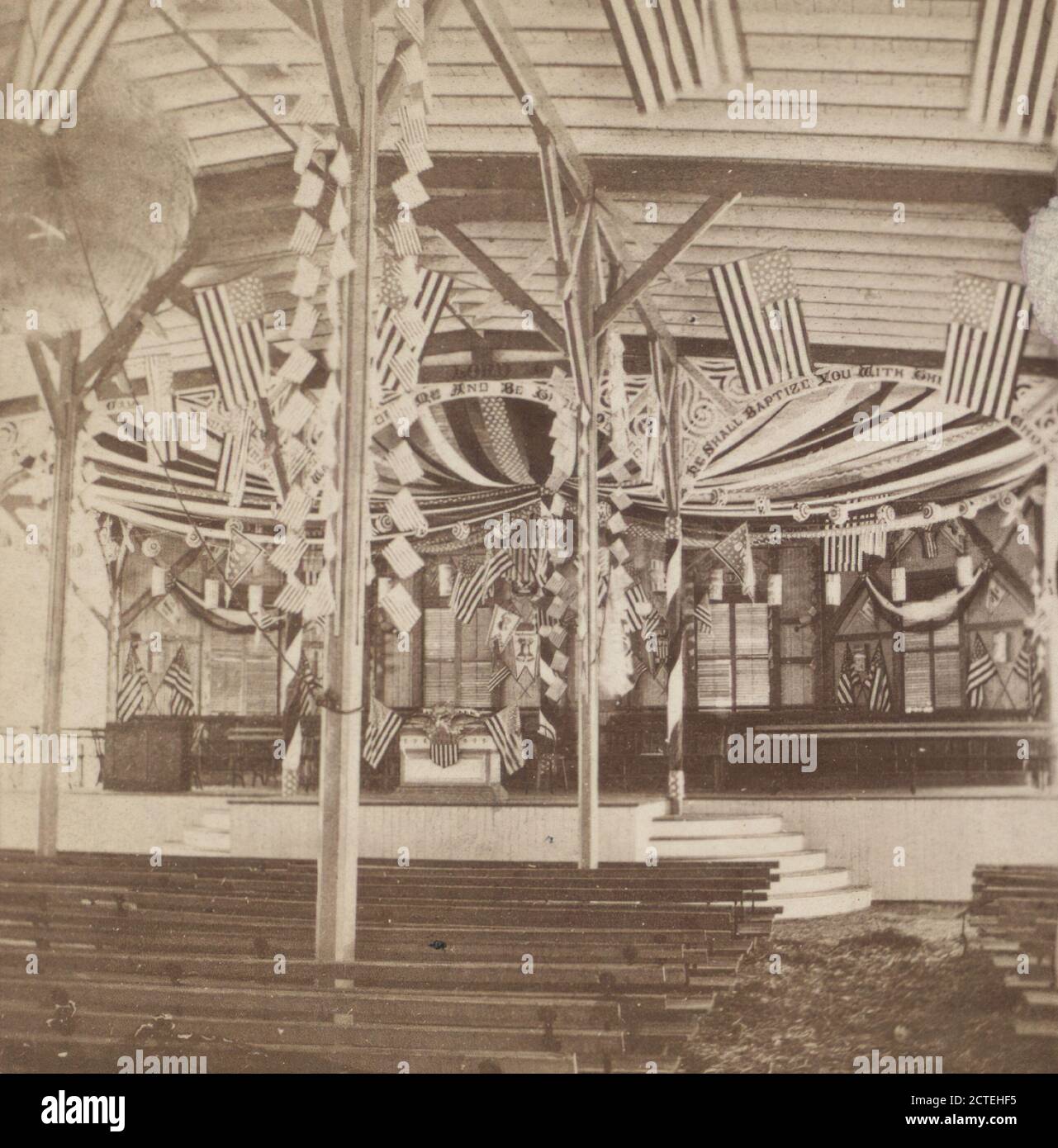 Auditorium, 4 juillet, Pach, G. W. (Gustavus W.) (1845-1904), Tourisme, drapeaux, célébrations du 4 juillet, auditoriums, New Jersey, Asbury Park (N.J.), Ocean Grove (N.J Banque D'Images