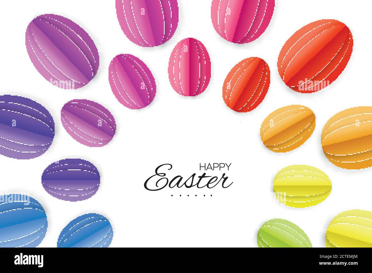 Carte de vœux de Pâques à l'origami. Œuf de Pâques en papier coloré. Arrière-plan blanc. Illustration vectorielle. Illustration de Vecteur