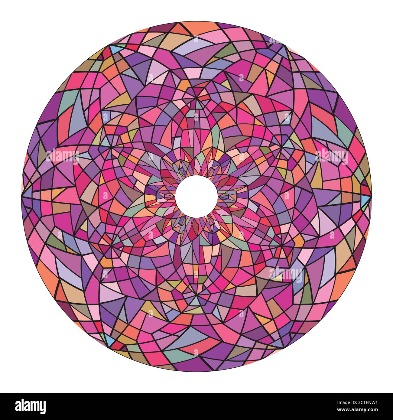 Mandala rond en vitrail. Verre cassé. Vecteur pour votre créativité Illustration de Vecteur