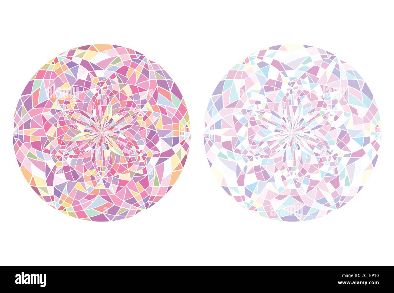 Ensemble de mandalas rondes de vitraux. Verre cassé. Kaléidoscope. Vecteur pour votre créativité Illustration de Vecteur