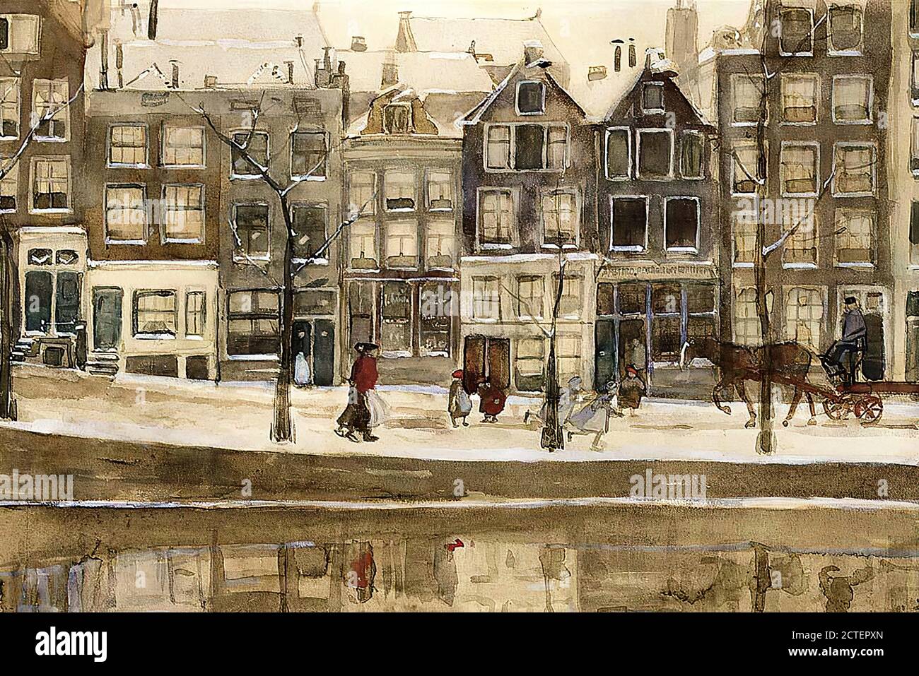 Breitner George Hendrik - vue sur le Lauriergracht Amsterdam En hiver - Ecole néerlandaise - 19e siècle Banque D'Images