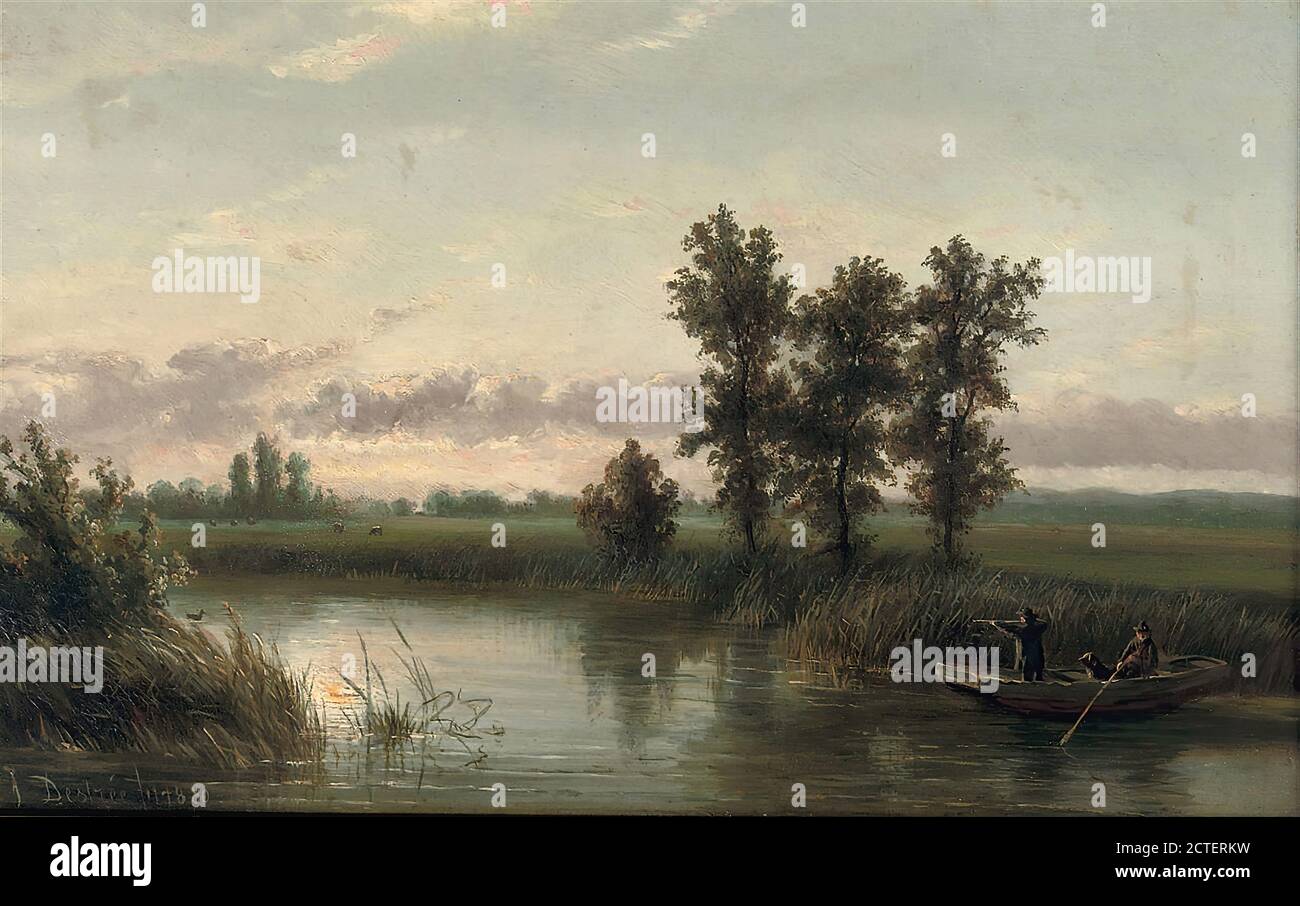 Destrée Johannes Joseph - The Duck Hunt - Dutch School - 19e siècle Banque D'Images