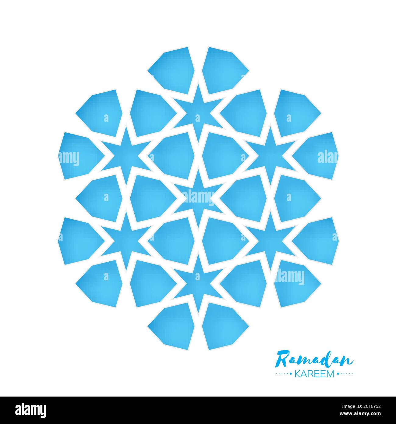 Ramadan Kareem carte de vœux .Blue Origami Arabesque Mosque Window. Modèle ornemental arabe en style de coupe de papier.mois Saint de musulman. Illustrateur vectoriel Illustration de Vecteur