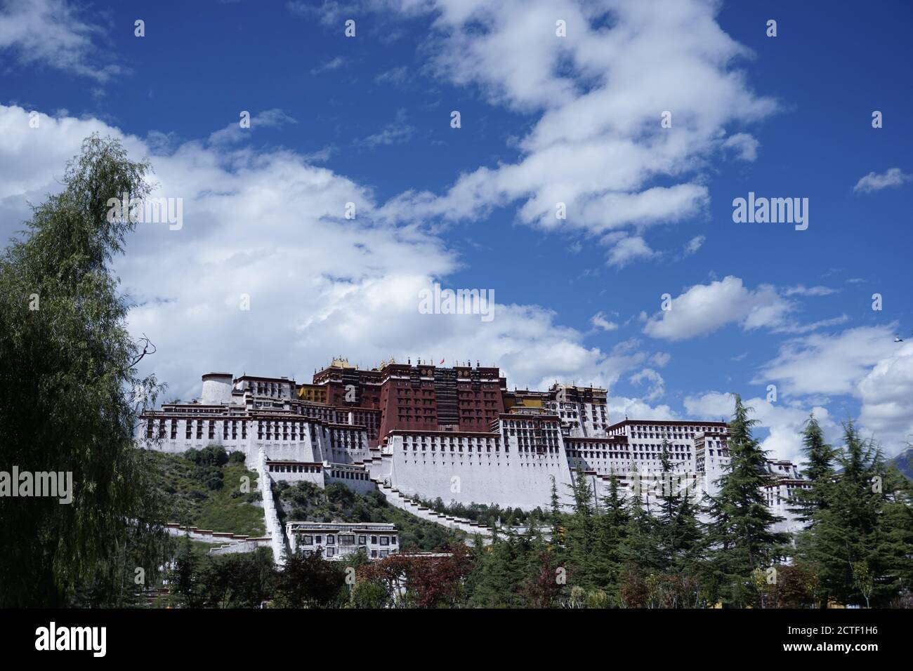 Le palais de Potala, site historique de la ville de Lhassa, classé au patrimoine mondial de l'UNESCO. Banque D'Images