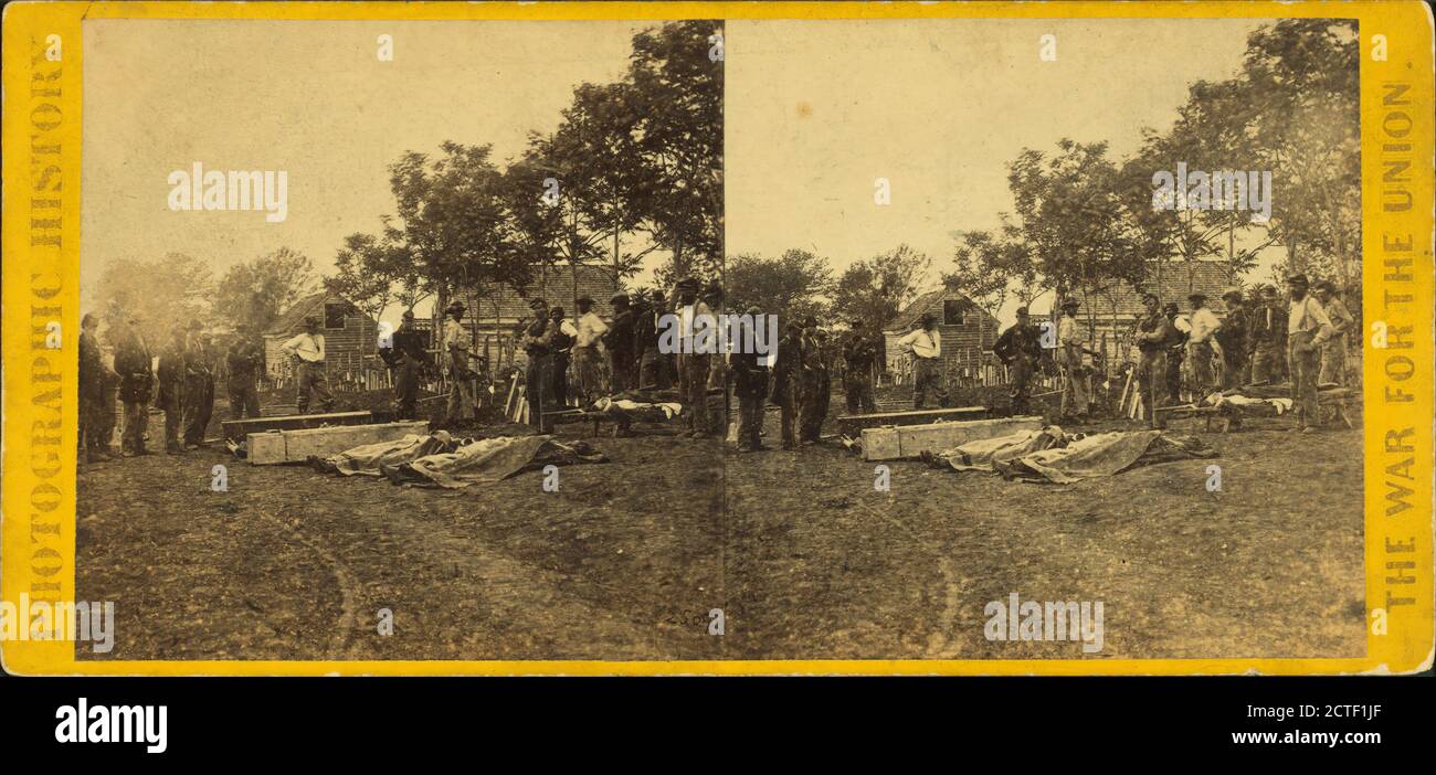 Corps mis en place pour l'internement, au lieu de sépulture, Fredericksburgh, Virginie, E. & H.T. Anthony (firme), Brady, Mathew B. (1823 (ca.)-1896), 1861, États-Unis Banque D'Images