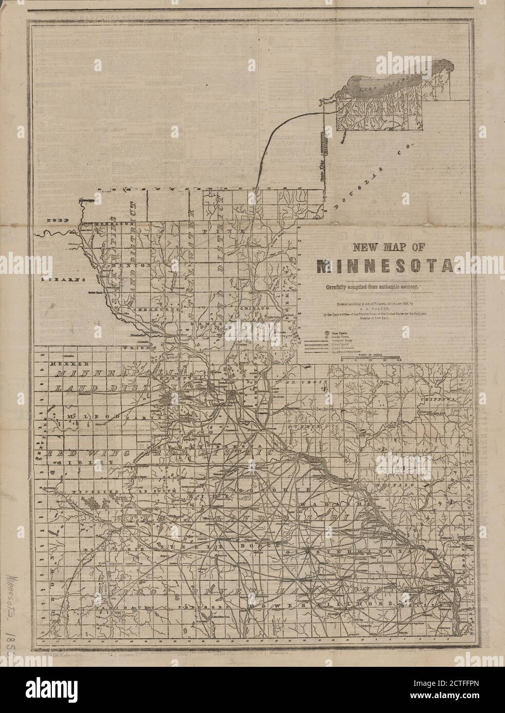 Nouvelle carte du Minnesota , cartographie, cartes, 1856 Banque D'Images