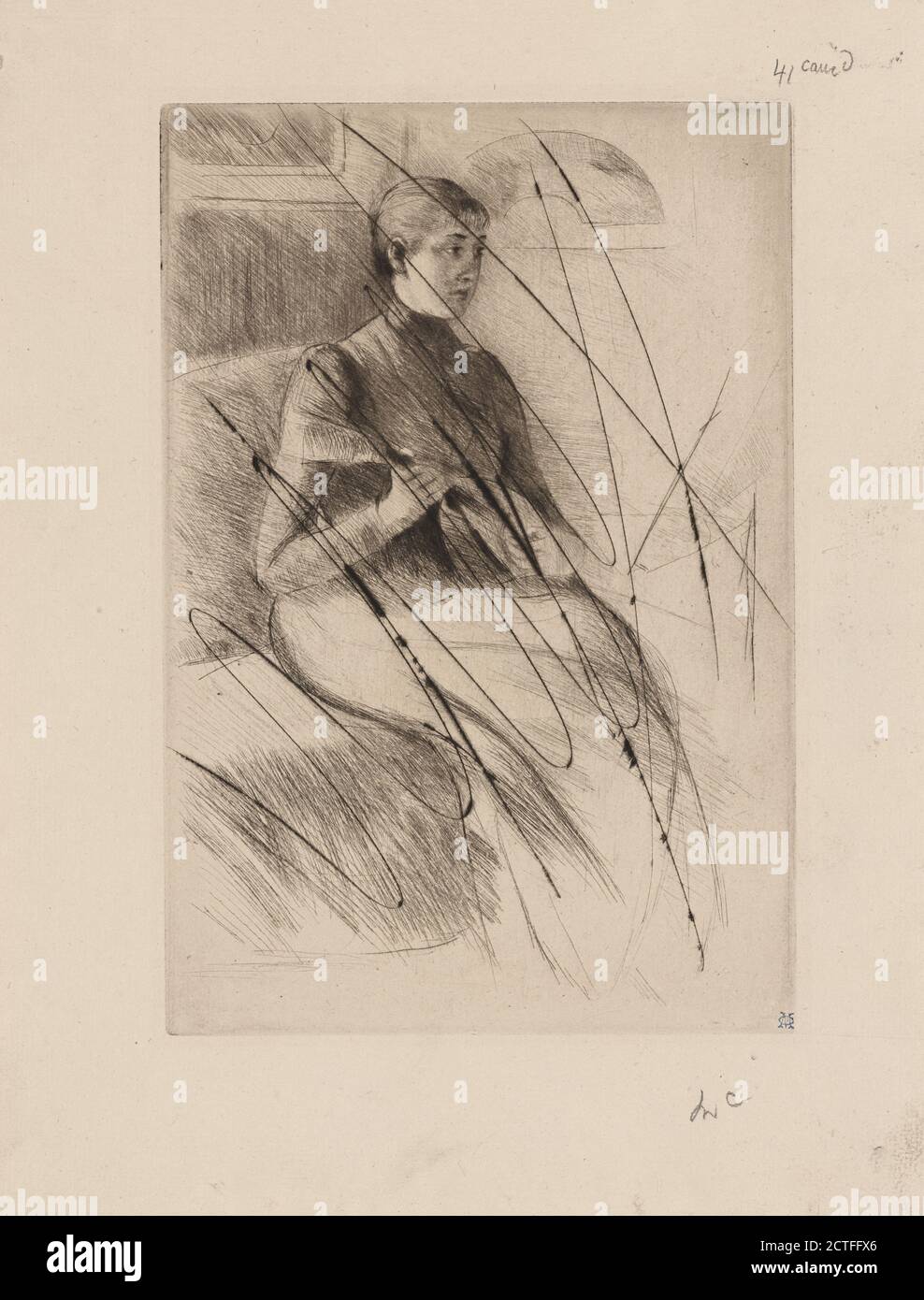 Le joueur de mandoline, image fixe, tirages, 1889, Cassatt, Marie, 1844-1926 Banque D'Images