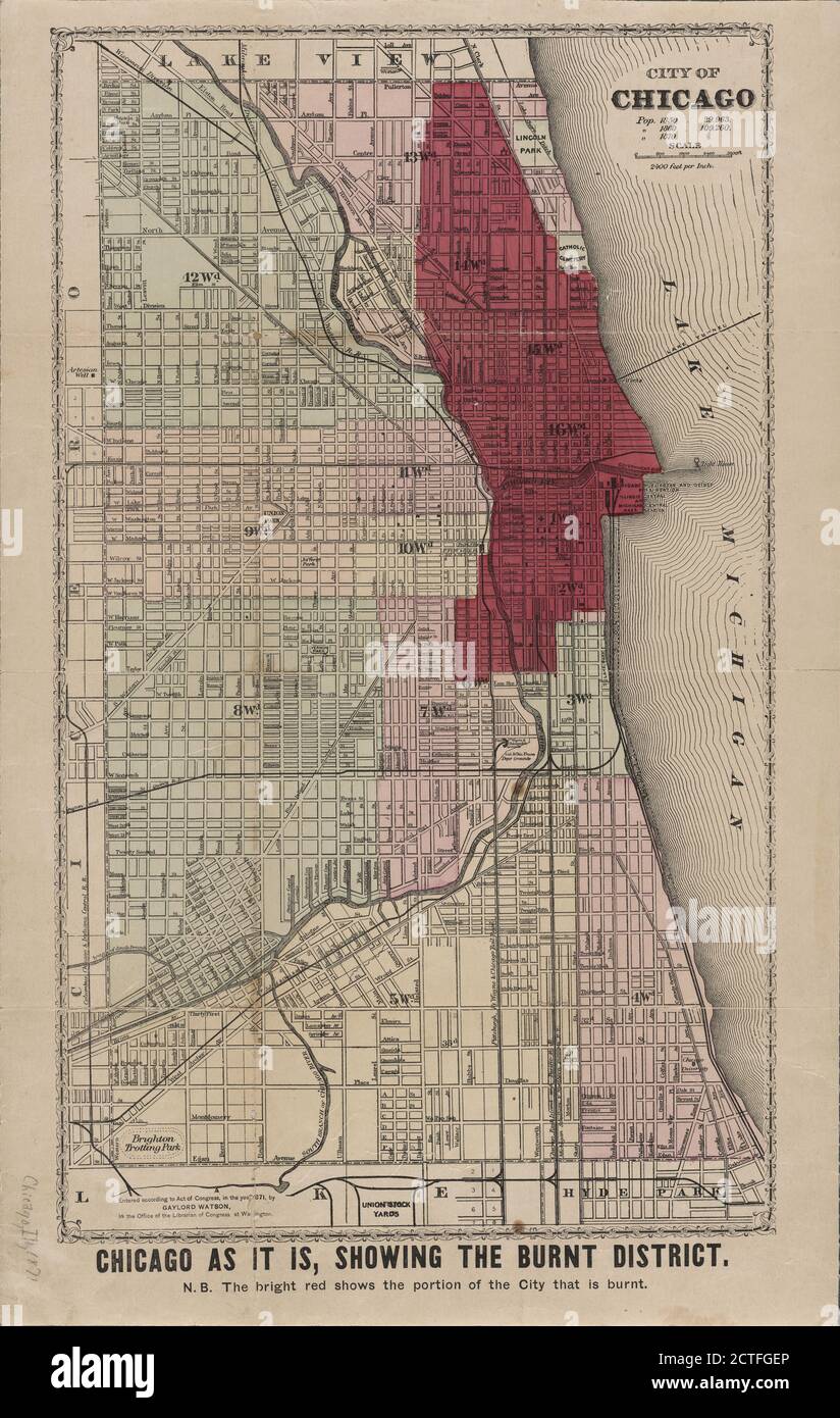 Ville de Chicago, cartographie, cartes, 1871 Banque D'Images