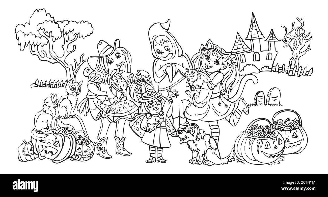 Dessin animé vectoriel halloween illustration fantôme, cowgirl, sorcière Illustration de Vecteur