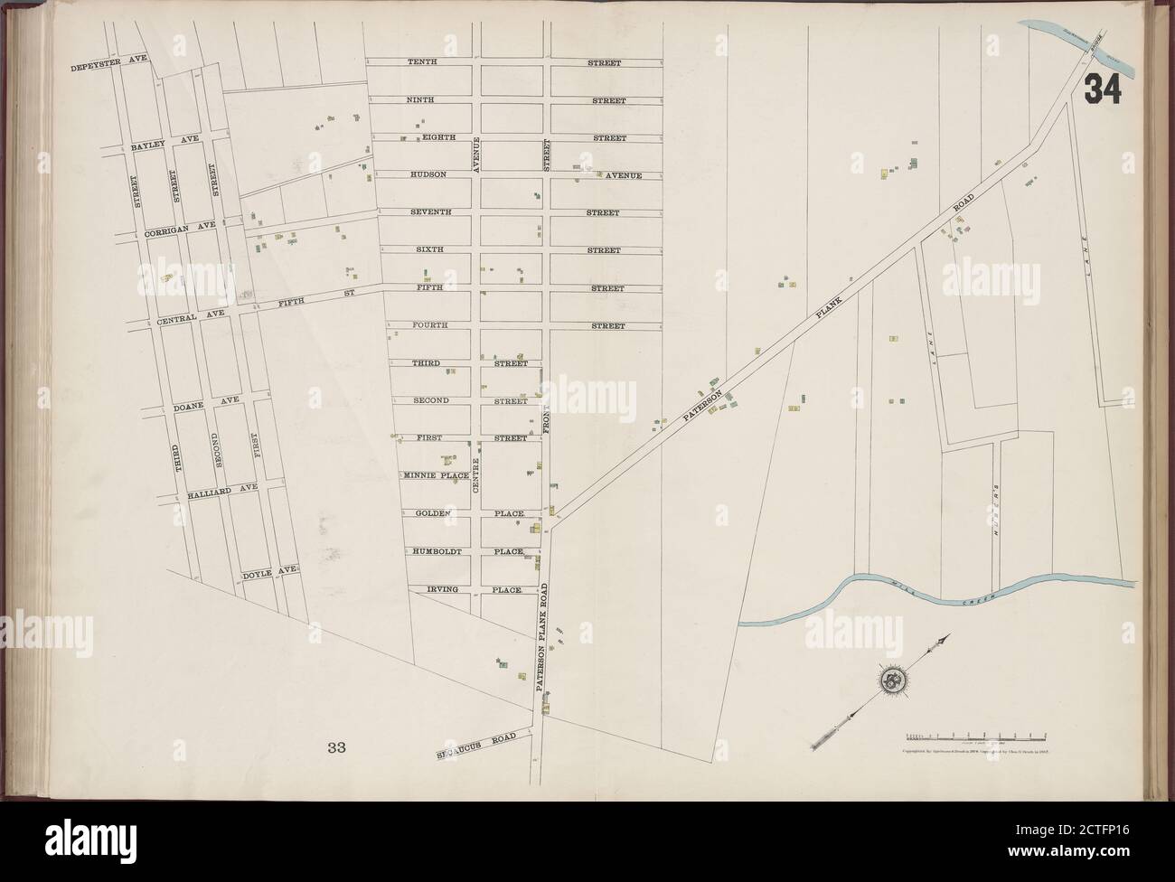 Comté d'Hudson, V. 8, Double page plaque no 34 carte délimitée par la 10e rue, chemin Secaucus, 3e rue, image fixe, Atlases, 1887 Banque D'Images