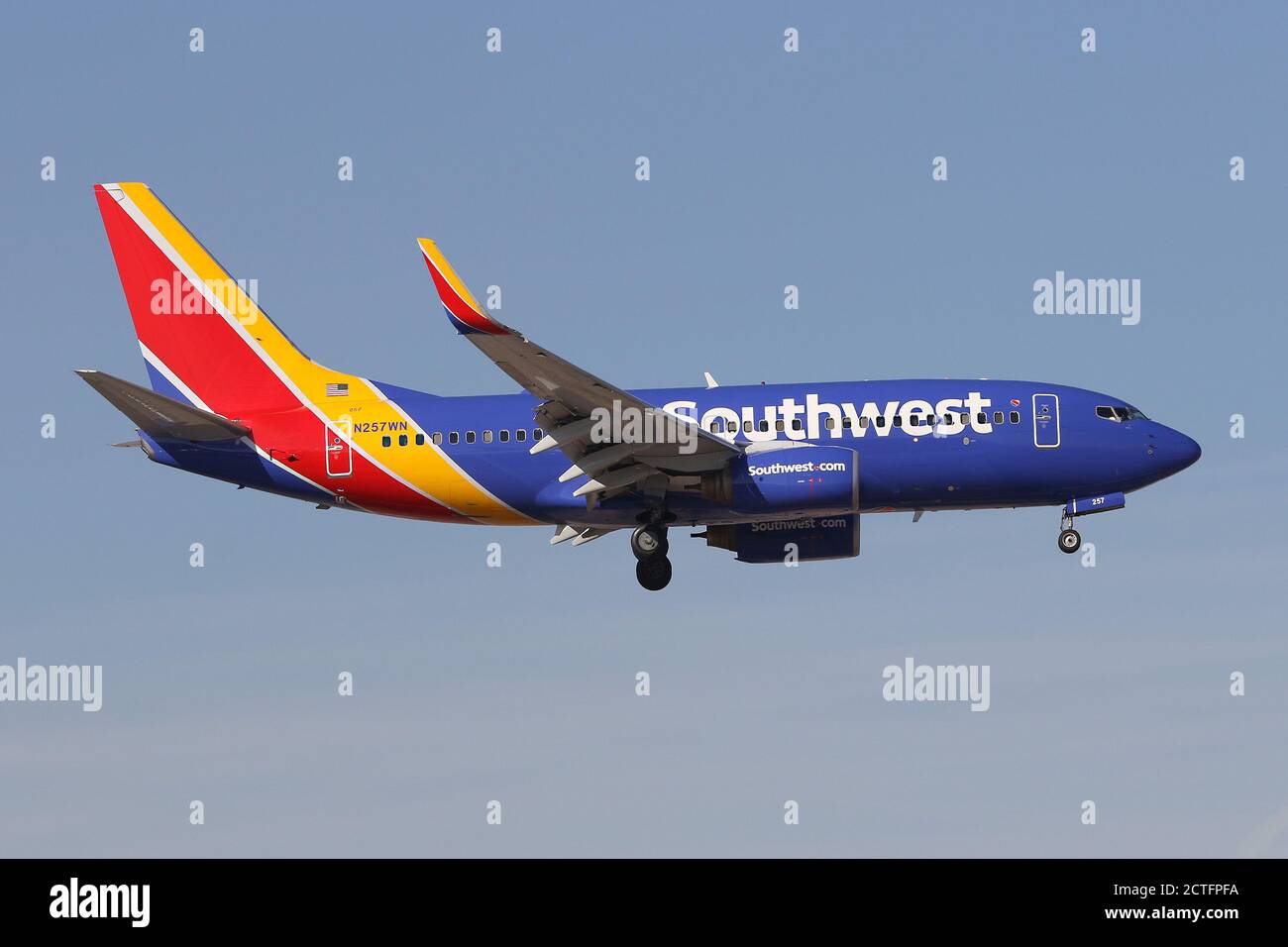 Un Boeing 737 de Southwest Airlines débarque à l'aéroport international McCarran de Las Vegas le 14 janvier 2020 (Credit: Robert Smith | MI News) Credit: MI News & Sport /Alay Live News Banque D'Images