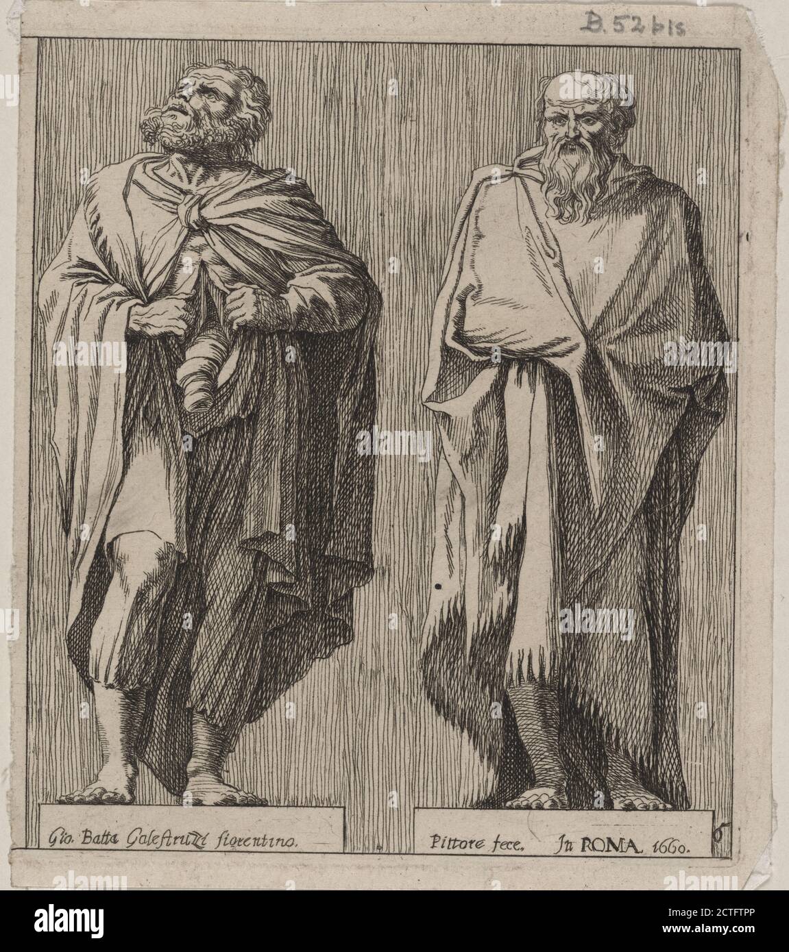 Statues de deux anciens Romains, image fixe, estampes, 1660, Galestuzzi, Giovanni Battista, 1615 ou 1618-environ 1669, Polidoro, da Caravaggio, environ 1495-environ 1543 Banque D'Images