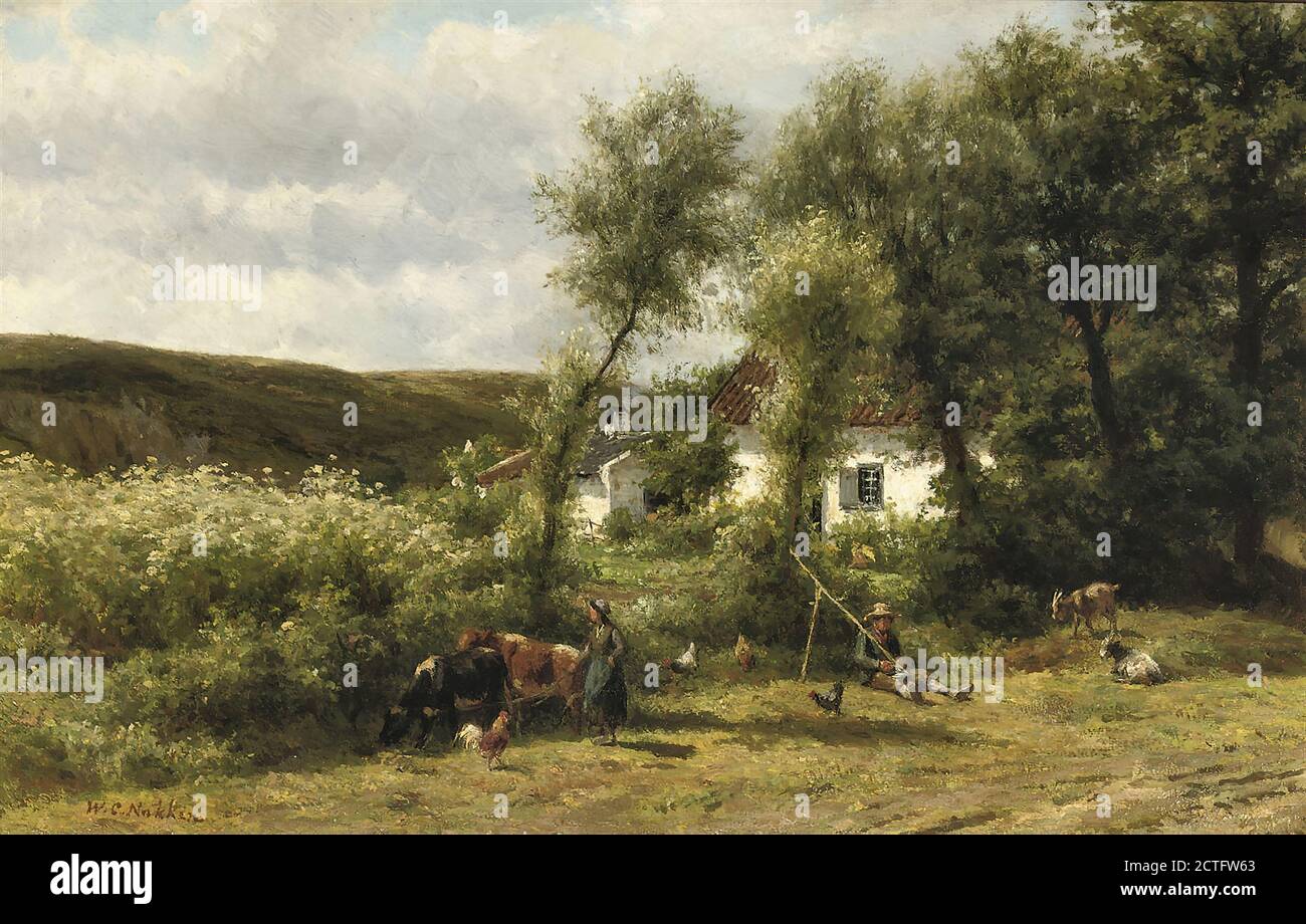 Nakken Willem - Paysage rural - Ecole néerlandaise - 19e Siècle Banque D'Images