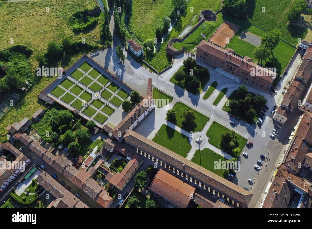 Vue aérienne du site du patrimoine mondial de Sabbioneta par l'UNESCO Banque D'Images