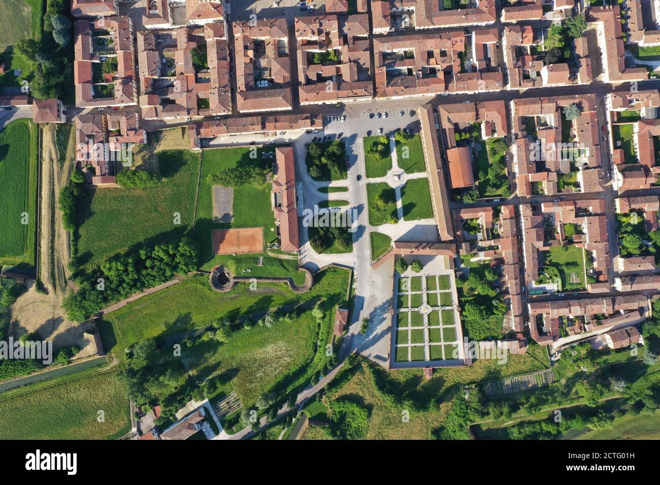 Vue aérienne du site du patrimoine mondial de Sabbioneta par l'UNESCO Banque D'Images