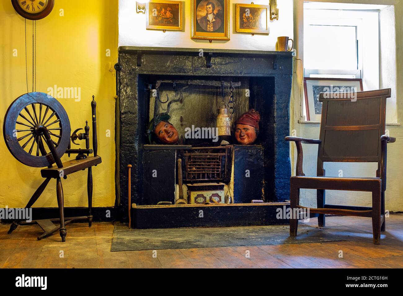 Détail de la « petite cuisine » dans la taverne de Poosie Nancie, dans le cadre du Mauchline Burns Club Trail, machine, Ayrshire, Écosse, Royaume-Uni Banque D'Images