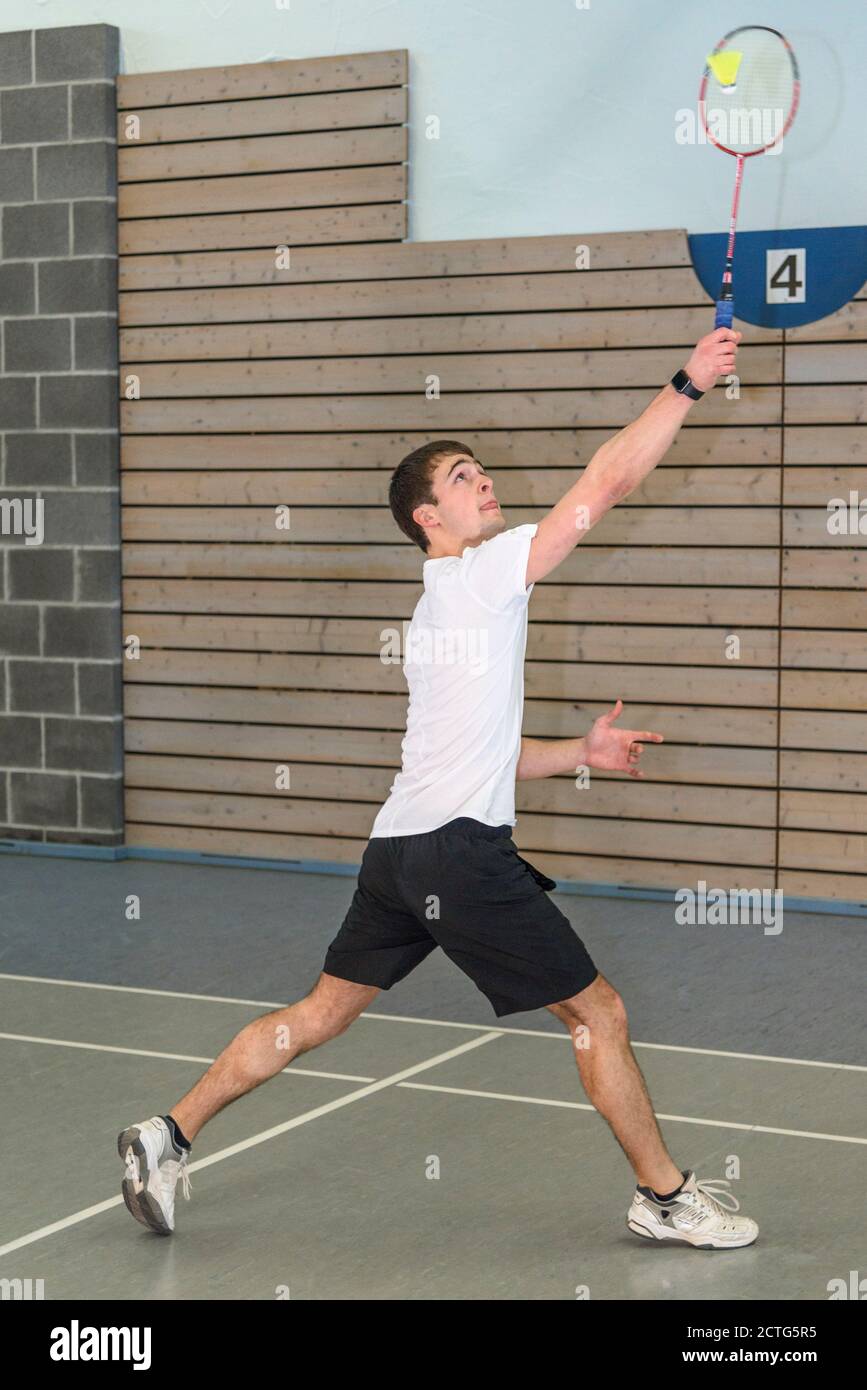 Action und Einsatz beim Badminton Banque D'Images