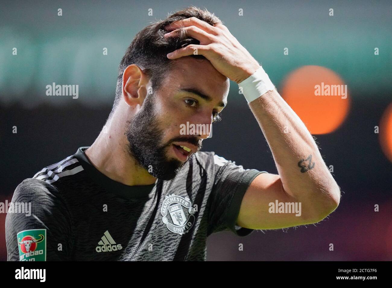 Luton, Royaume-Uni. 07e juillet 2020. Bruno Fernandes de Manchester United (18) lors du match de la Carabao Cup entre Luton Town et Manchester United derrière des portes fermées à Kenilworth Road, Luton, Angleterre, le 22 septembre 2020. Photo de David Horn. Crédit : Prime Media Images/Alamy Live News Banque D'Images