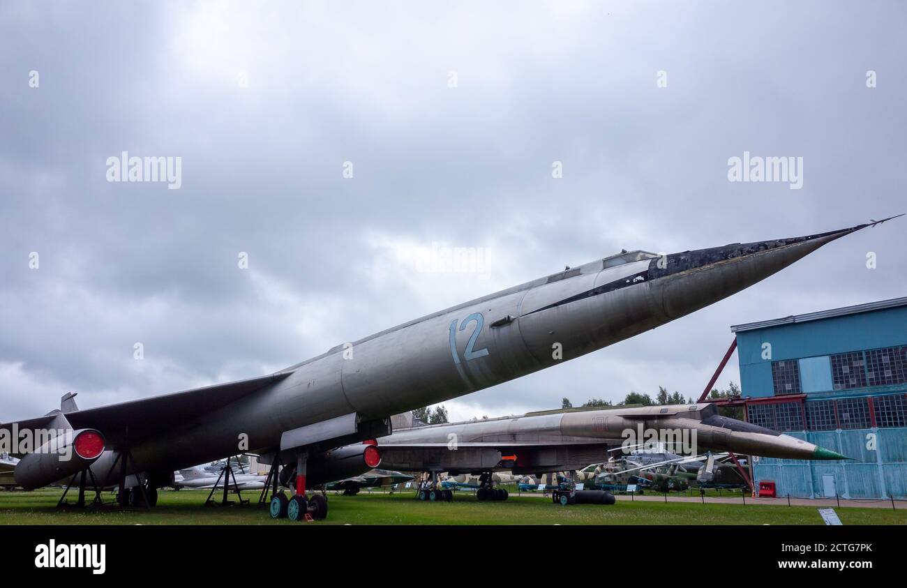 18 juillet 2018, région de Moscou, Russie. Le bombardier stratégique soviétique Myasishchev 3M au Musée central de l'armée de l'air russe à Monino. Banque D'Images