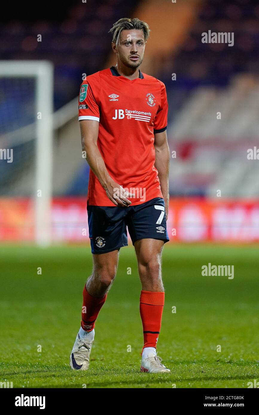 Luton, Royaume-Uni. 07e juillet 2020. Harry Cornick de Luton Town (7) après le match de la Carabao Cup entre Luton Town et Manchester se sont Unis derrière des portes fermées à Kenilworth Road, Luton, Angleterre, le 22 septembre 2020. Photo de David Horn. Crédit : Prime Media Images/Alamy Live News Banque D'Images