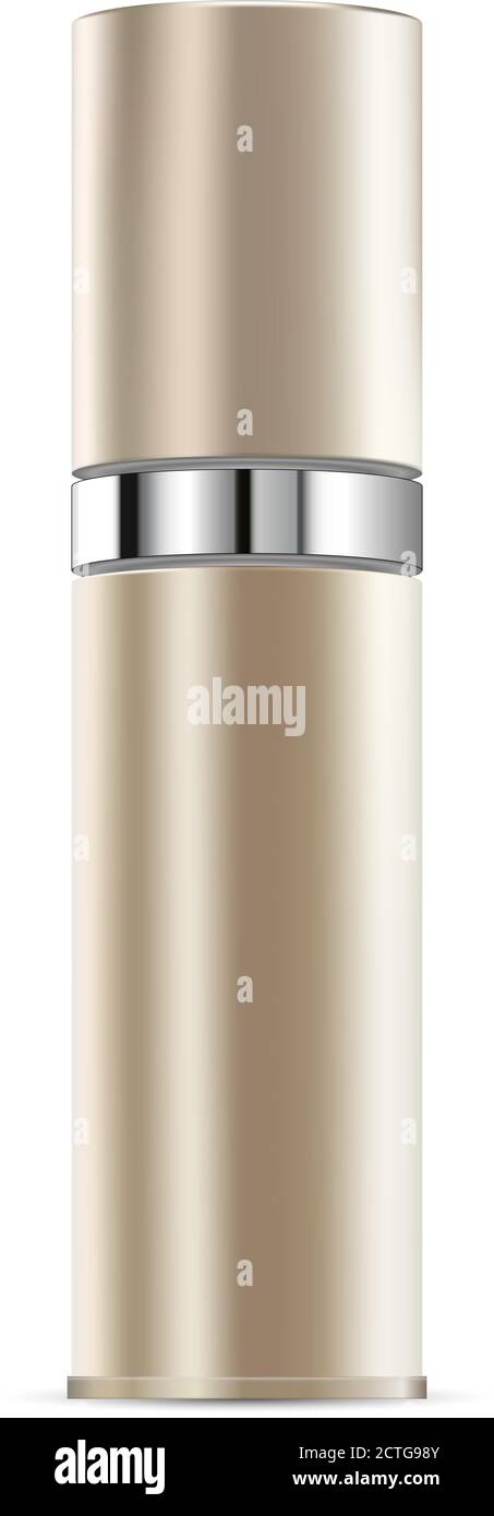 Maquette de bouteille cosmétique de sérum essentiel anti-âge intensif. Pot doré pour déodorant, sérum, essence, parfum. Modèle de conception d'illustration vectorielle. Illustration de Vecteur