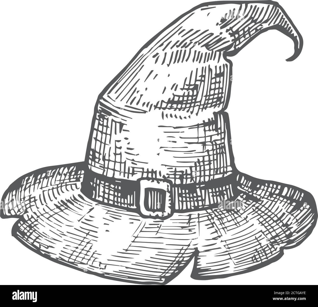Illustration de chapeau de sorcière d'Halloween dessiné à la main. Esquisse  vectorielle abstraite. Dessin de style de gravure Image Vectorielle Stock -  Alamy