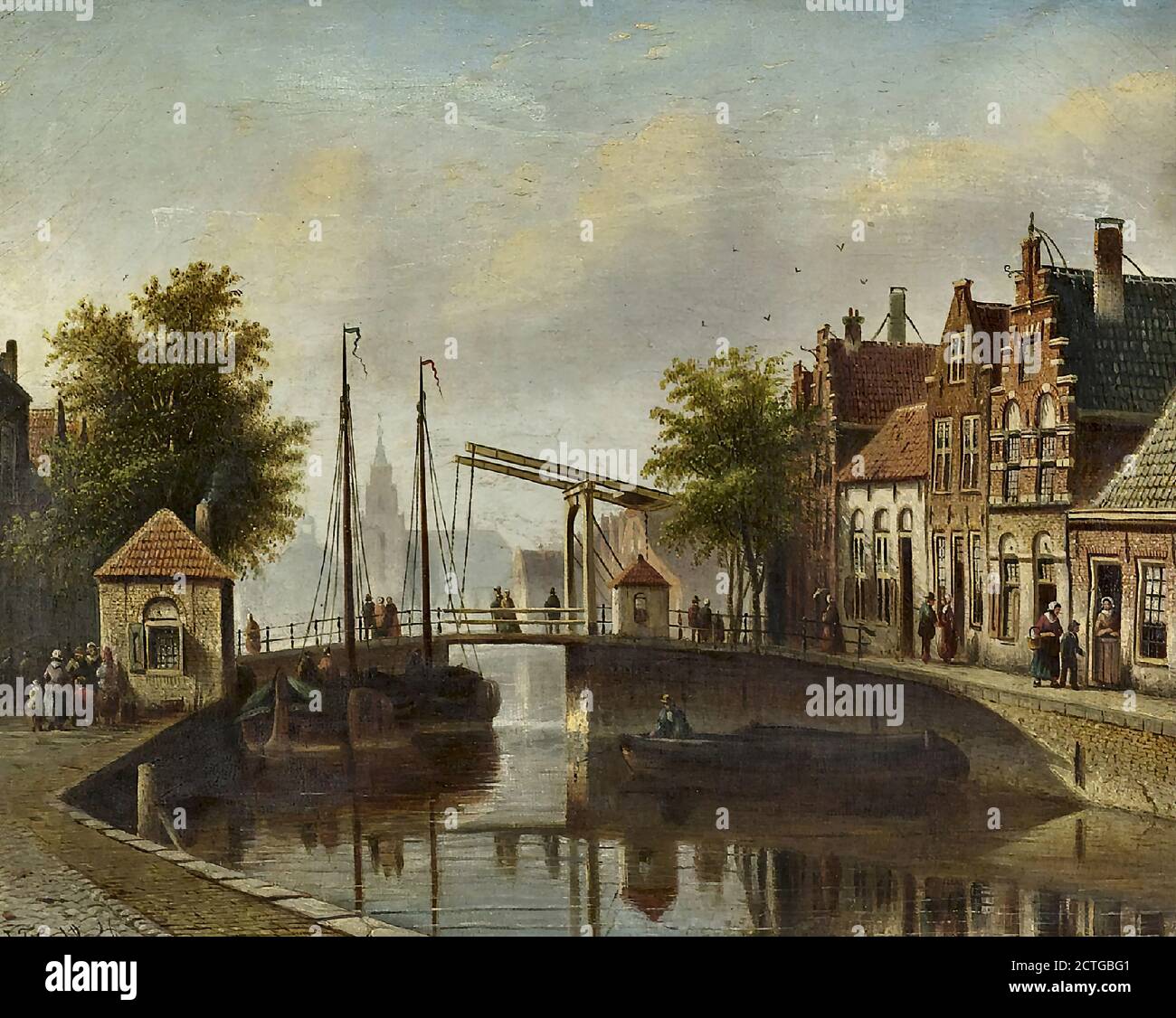 Spohler Johannes Franciscus - le Canal - Ecole néerlandaise - 19e siècle Banque D'Images