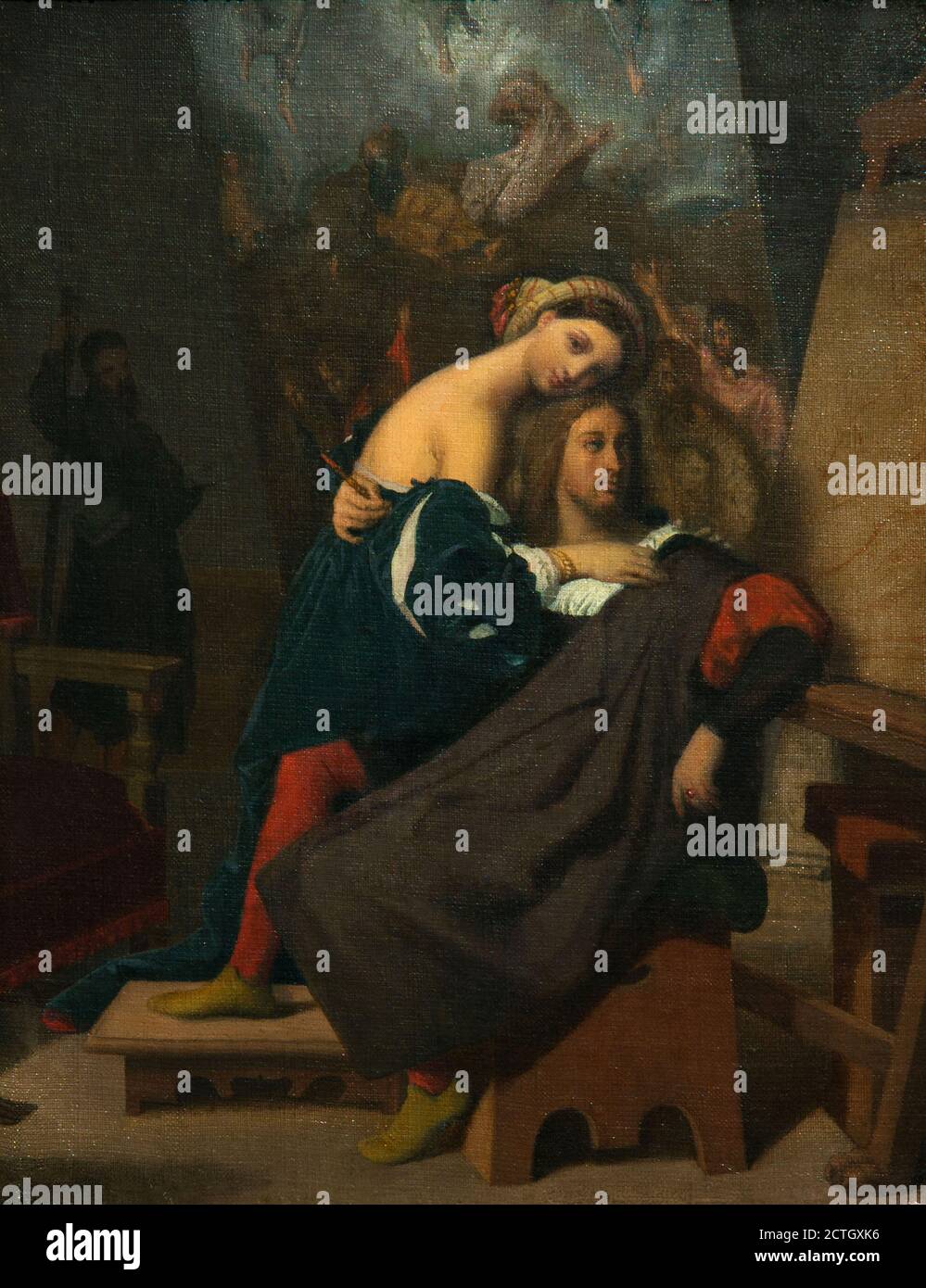 Jean-Auguste-Dominique Ingres 1780-1867. Raphaël et la Fornarina. 1848. peinture à l'huile sur toile cm 35,5 x 27,3. Banque D'Images
