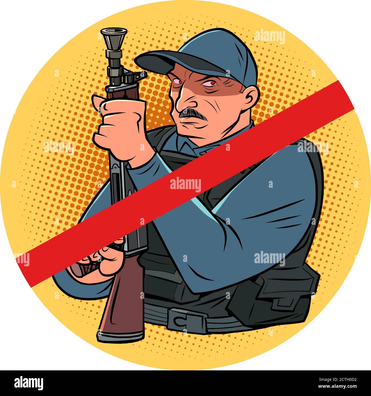 Minsk, Bélarus - 23 août 2020. Dictateur et président de la République du Bélarus Alexandre Loukachenko avec mitrailleuse Illustration de Vecteur