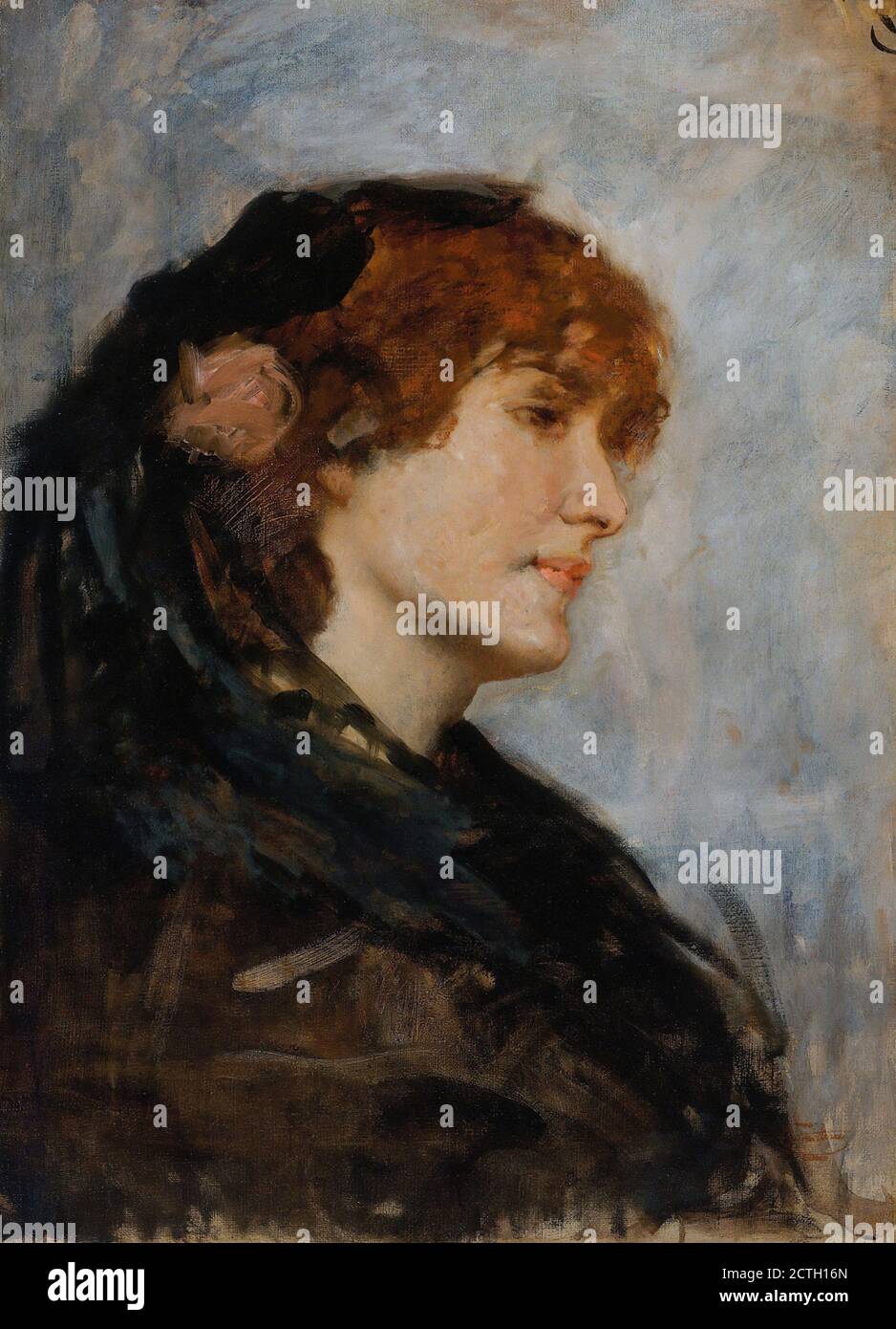 Haanen Cecil Van - Dame de Venise à cheveux rouges - Ecole néerlandaise - 19e siècle Banque D'Images