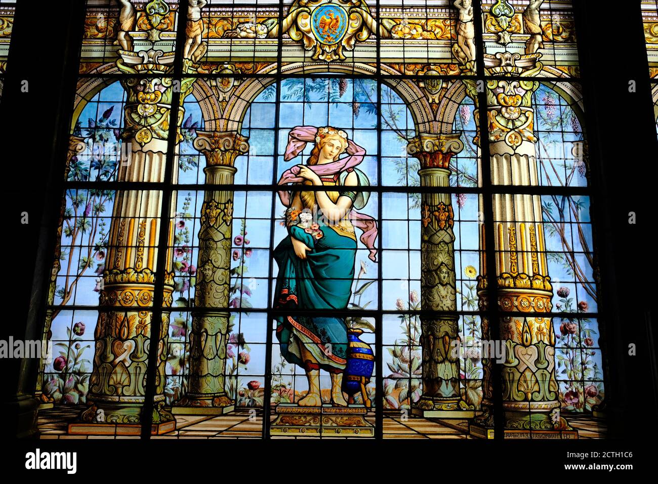 Mexico - fenêtre en vitraux du château de Chapultepec - Castillo De Chapultepec Banque D'Images