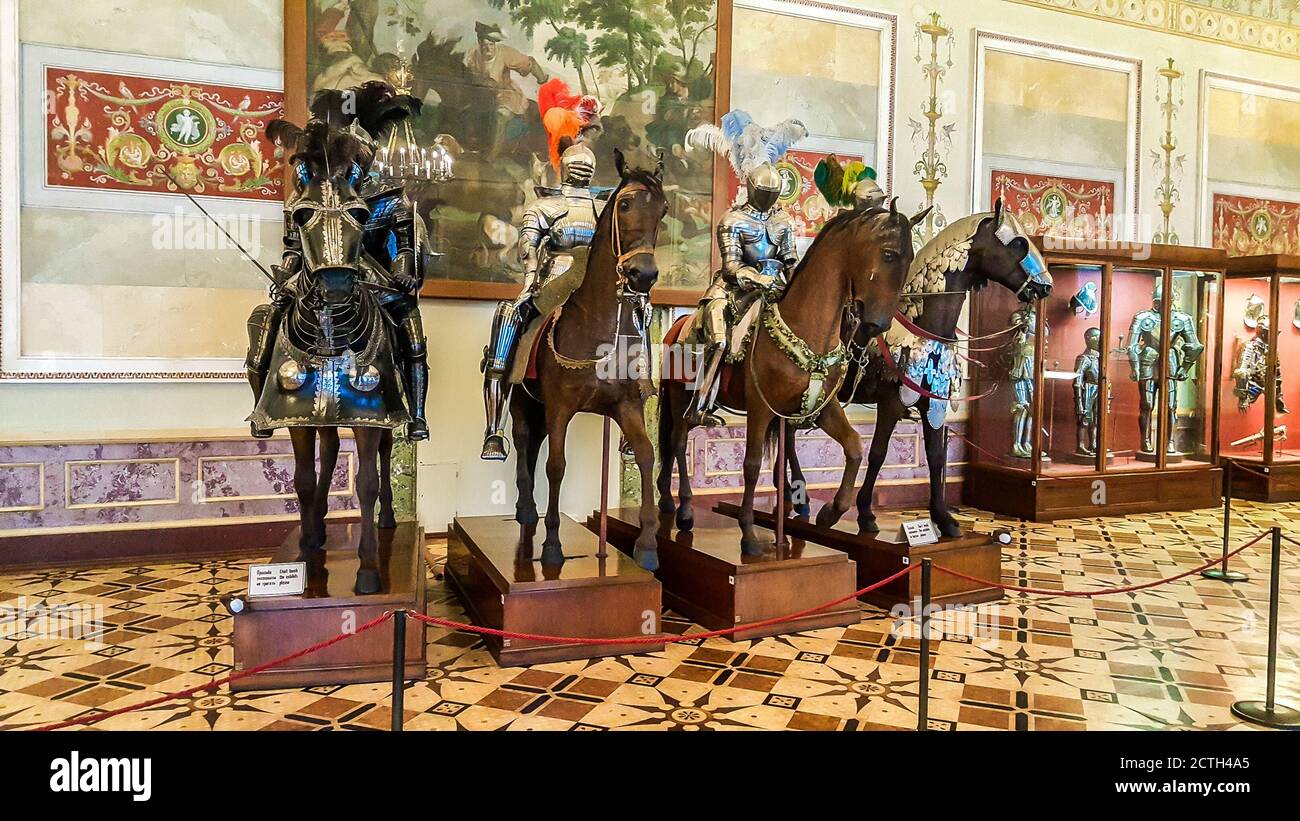 Le Chevaliers Hall dans l'Ermitage, un musée d'art et de culture à Saint-Pétersbourg, en Russie. Banque D'Images