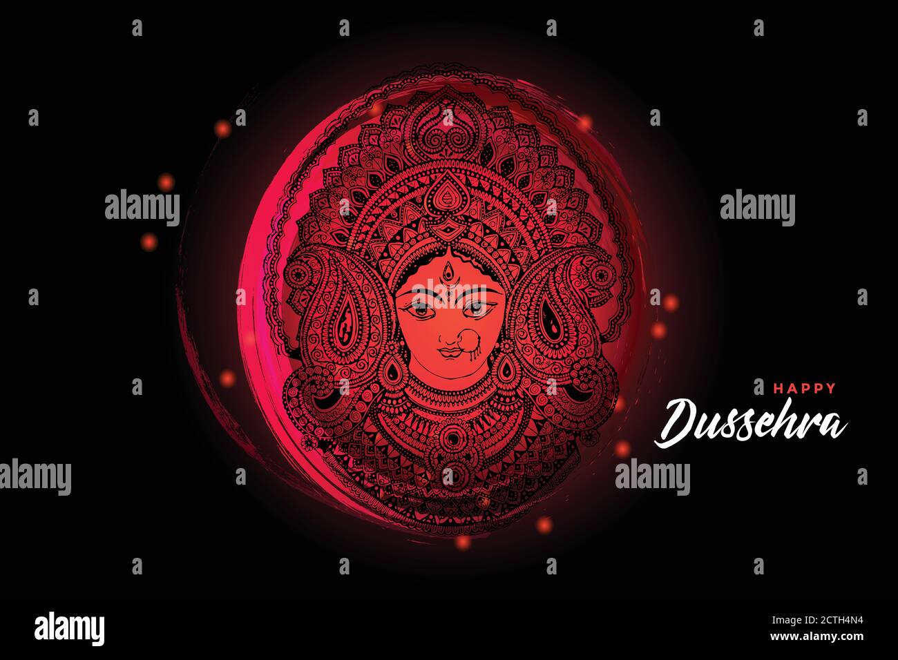 Illustration du visage de la déesse Durga dans Happy Durga Puja Subh Arrière-plan Navratri Illustration de Vecteur