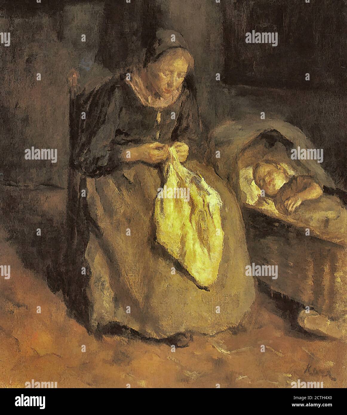 Kever Jacob Simon Hendrik - naptime - Dutch School - 19e siècle Banque D'Images