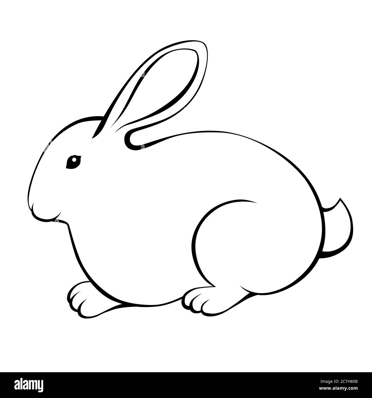 Vecteur d'illustration isolé noir blanc lapin Illustration de Vecteur
