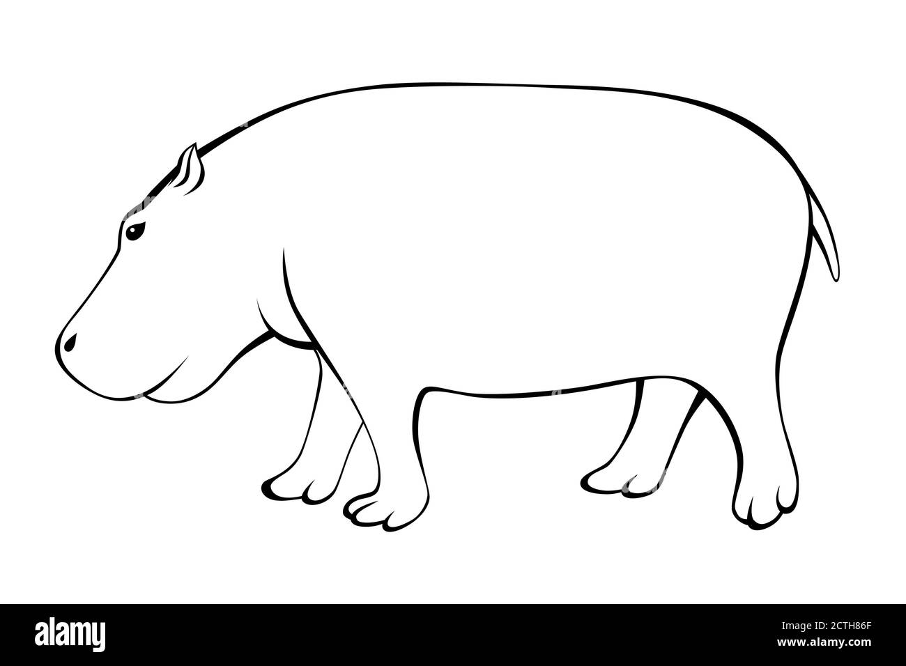 Vecteur d'illustration isolé noir blanc Hippo Illustration de Vecteur