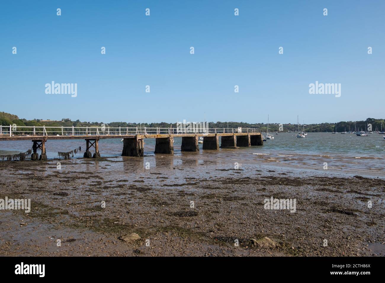 L'estuaire de la rivière Dart vue depuis le joli village de South Hams de Dittisham, Devon, Royaume-Uni Banque D'Images