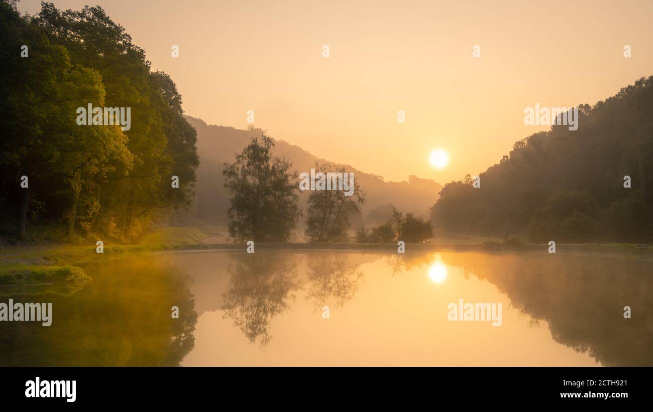 Automne Equinox Sunrise, Hambleton Hills, North Yorkshire Banque D'Images