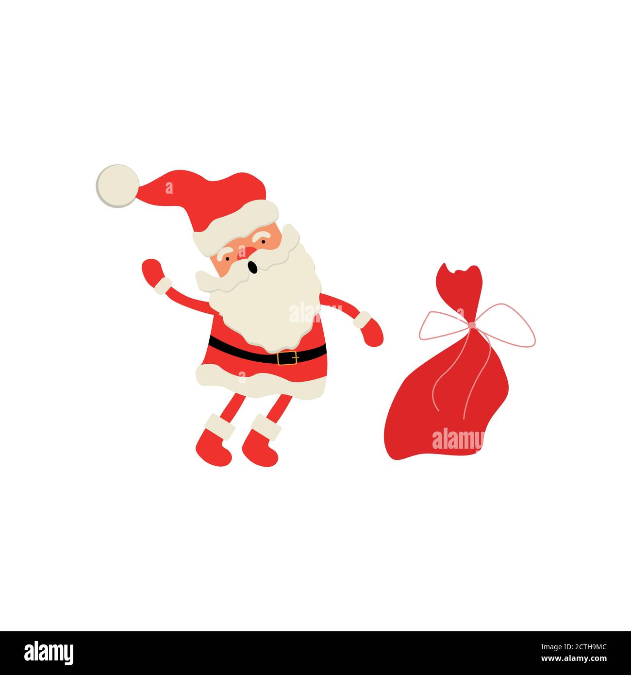 Père Noël sur fond blanc. Vector illustration pour carte de Noël rétro. Illustration de Vecteur