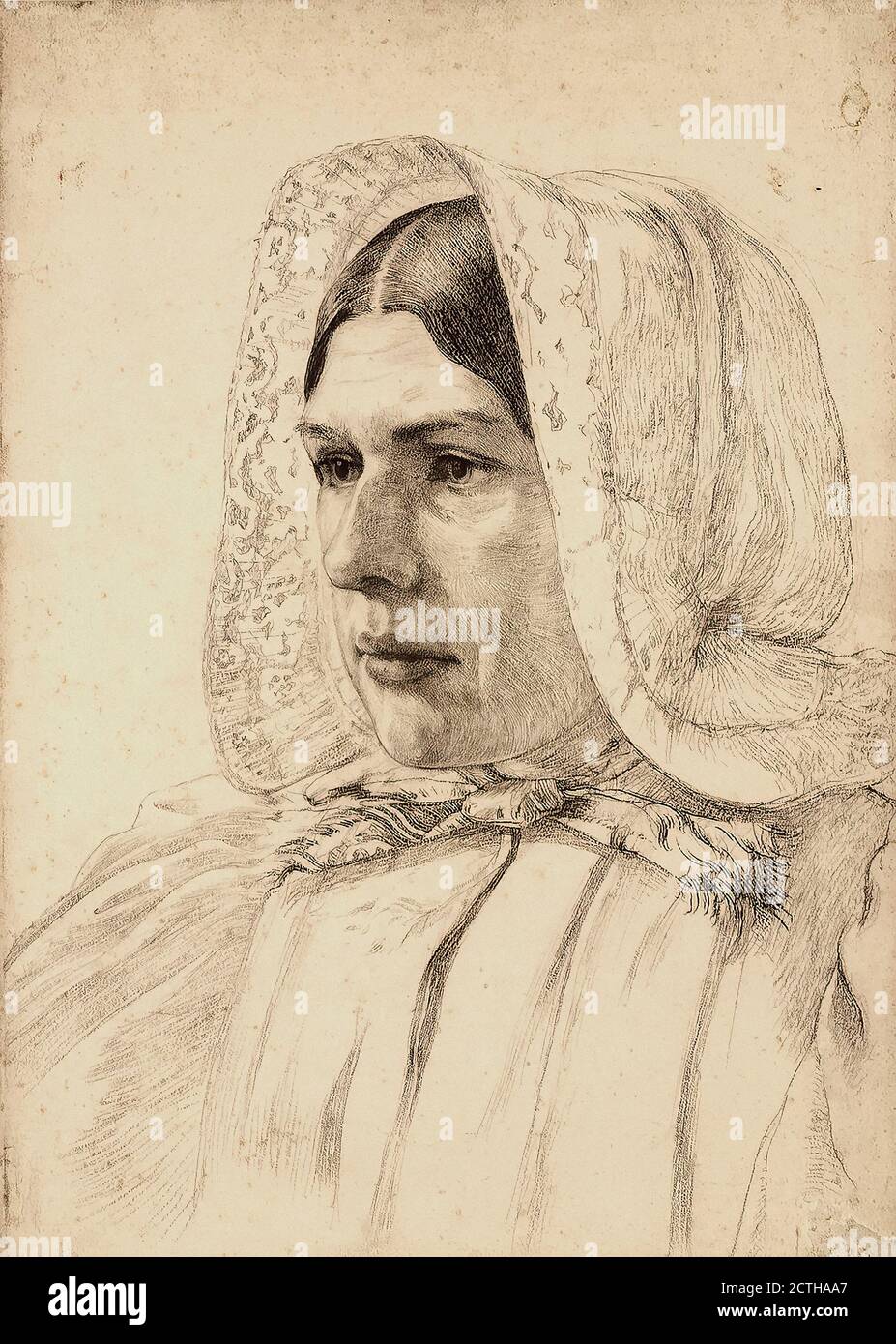 Regteren Altena Martinus Van - Portret Van Een Jonge Gooise Boerin - Ecole néerlandaise - 19e siècle Banque D'Images