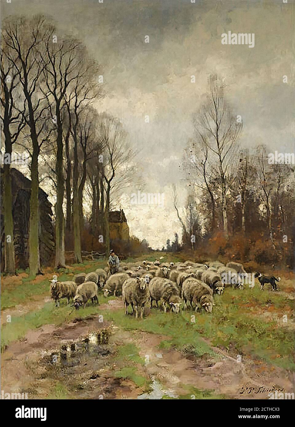 Schiedges II Petrus Paulus - la garde du mouton - Néerlandais École - 19e siècle Banque D'Images