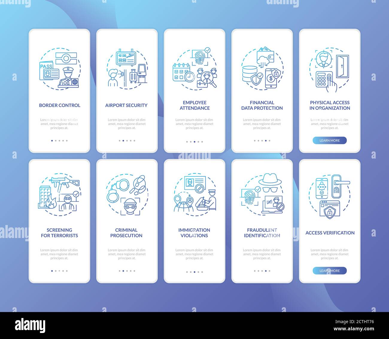 Utilisation biométrique intégration de l'écran de la page d'application mobile avec des concepts définis Illustration de Vecteur
