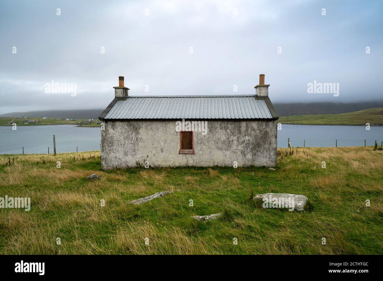 Ancien chalet à Papil, West Burra Island, Shetland, Écosse, Royaume-Uni Banque D'Images