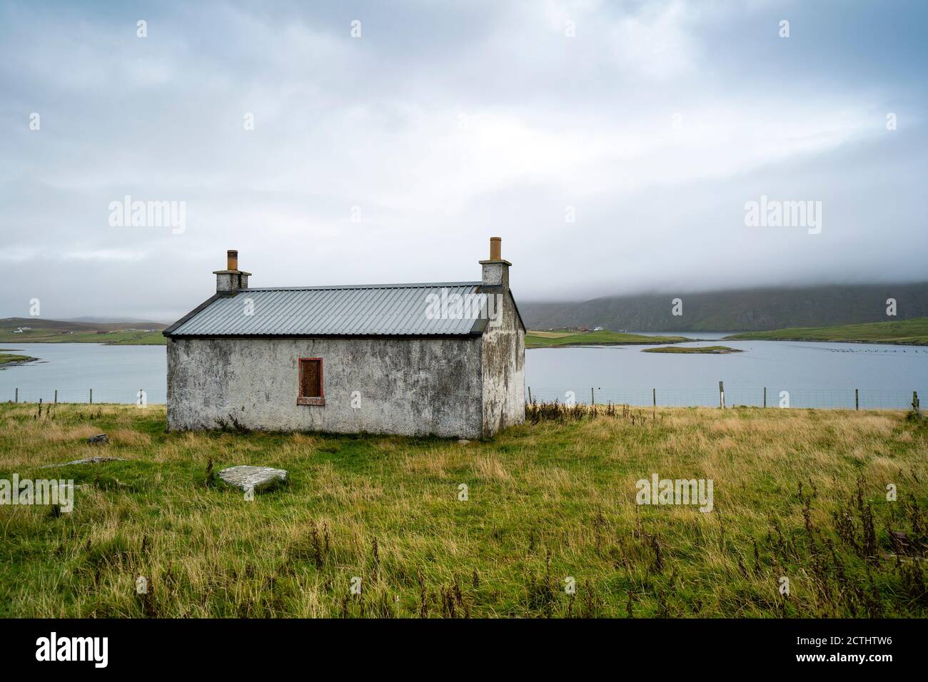 Ancien chalet à Papil, West Burra Island, Shetland, Écosse, Royaume-Uni Banque D'Images