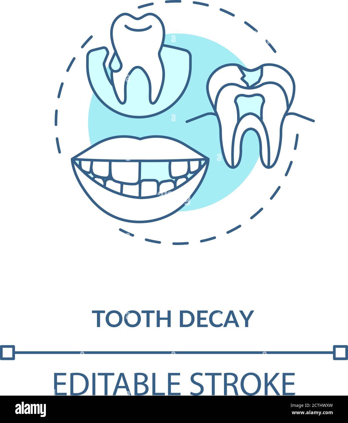 Icône de concept de carie dentaire Illustration de Vecteur