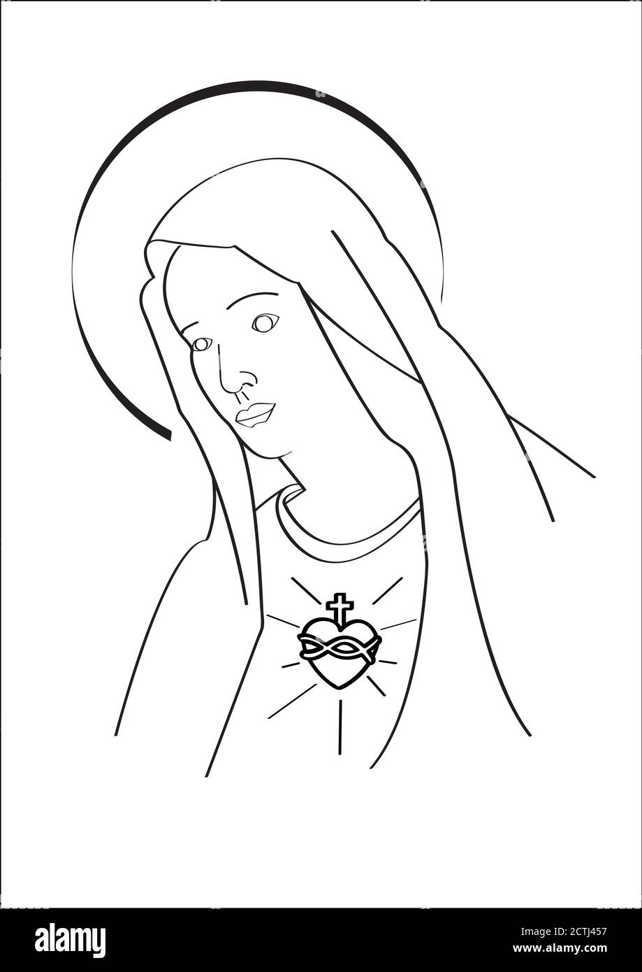 La Vierge Marie mère de Jésus-christ, coeur sacré de notre mère Illustration de Vecteur