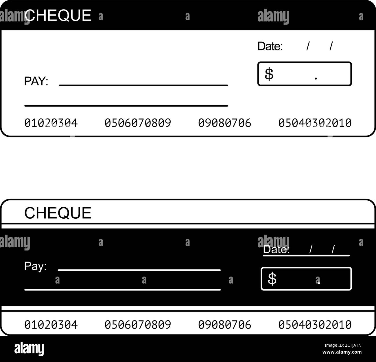 Chèque en blanc pour chèque personnel ou bancaire dans Vector Illustration de Vecteur