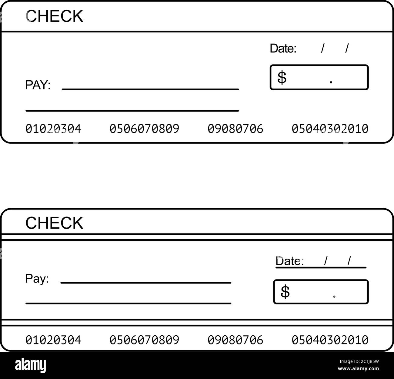 Chèque en blanc pour chèque personnel ou bancaire dans Vector Illustration de Vecteur