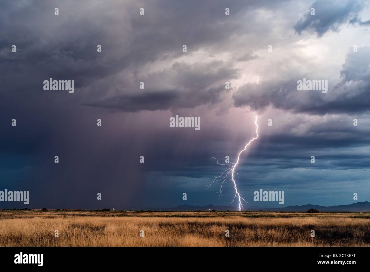 Paysage pittoresque de l'Arizona avec un éclair coup d'éclair d'un orage près de Douglas Banque D'Images