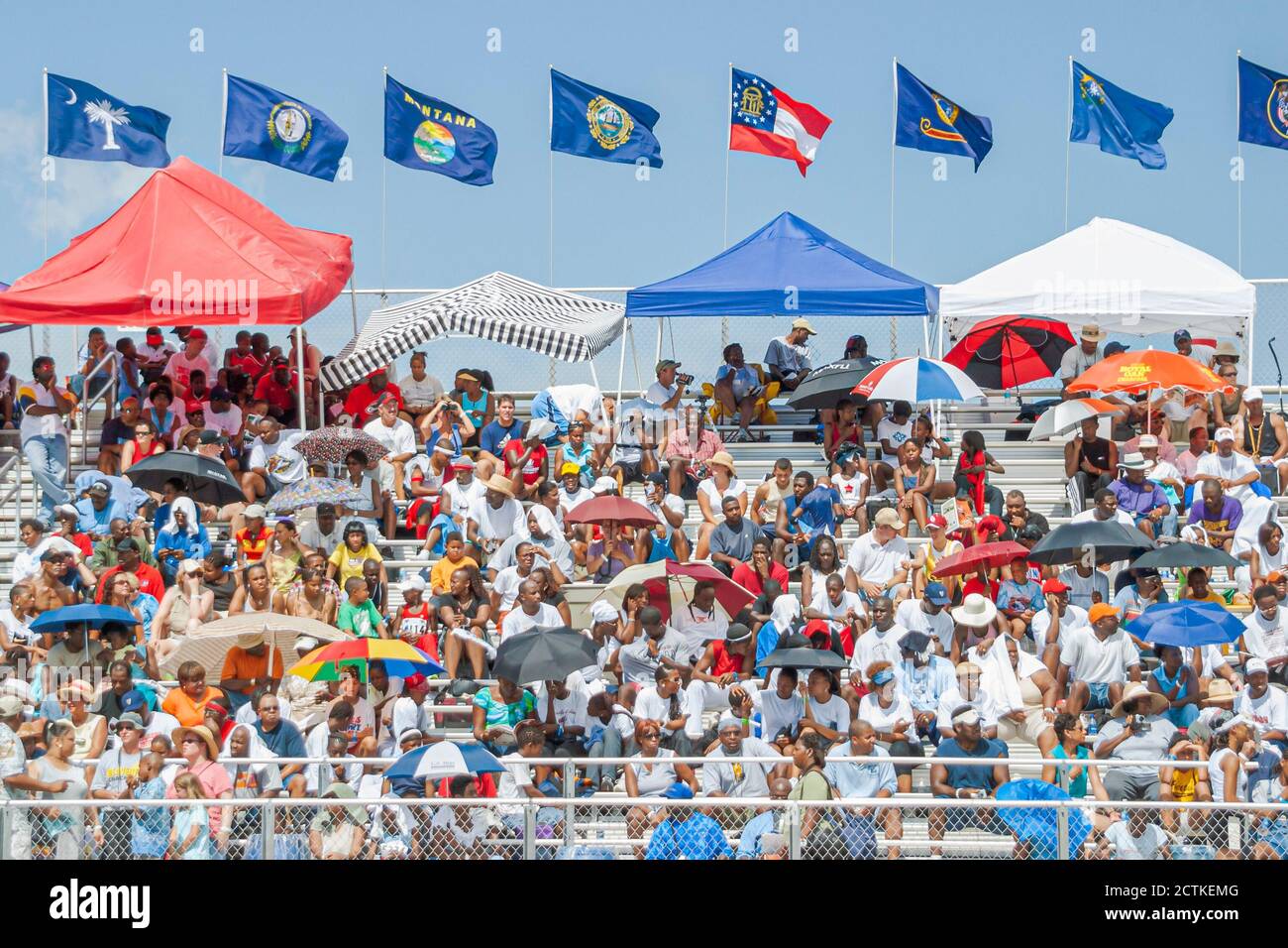 Miami Florida, Tropical Park, USA Track & Field National Junior Olympics, Etudiants compétition sports, athlètes Black African Africains, aud Banque D'Images